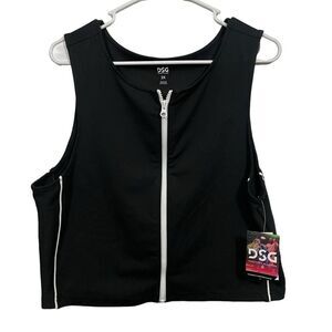 NWT DSG Black Zip Up Cropped Athletic Tank Top